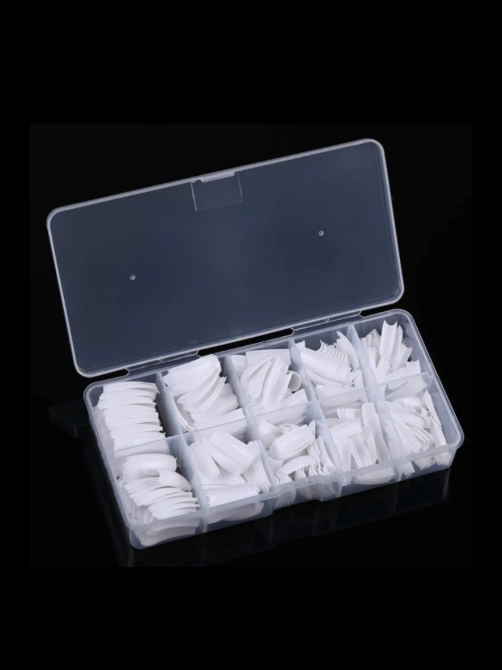 White Long Coffin Half Cover 500 Nail Tips